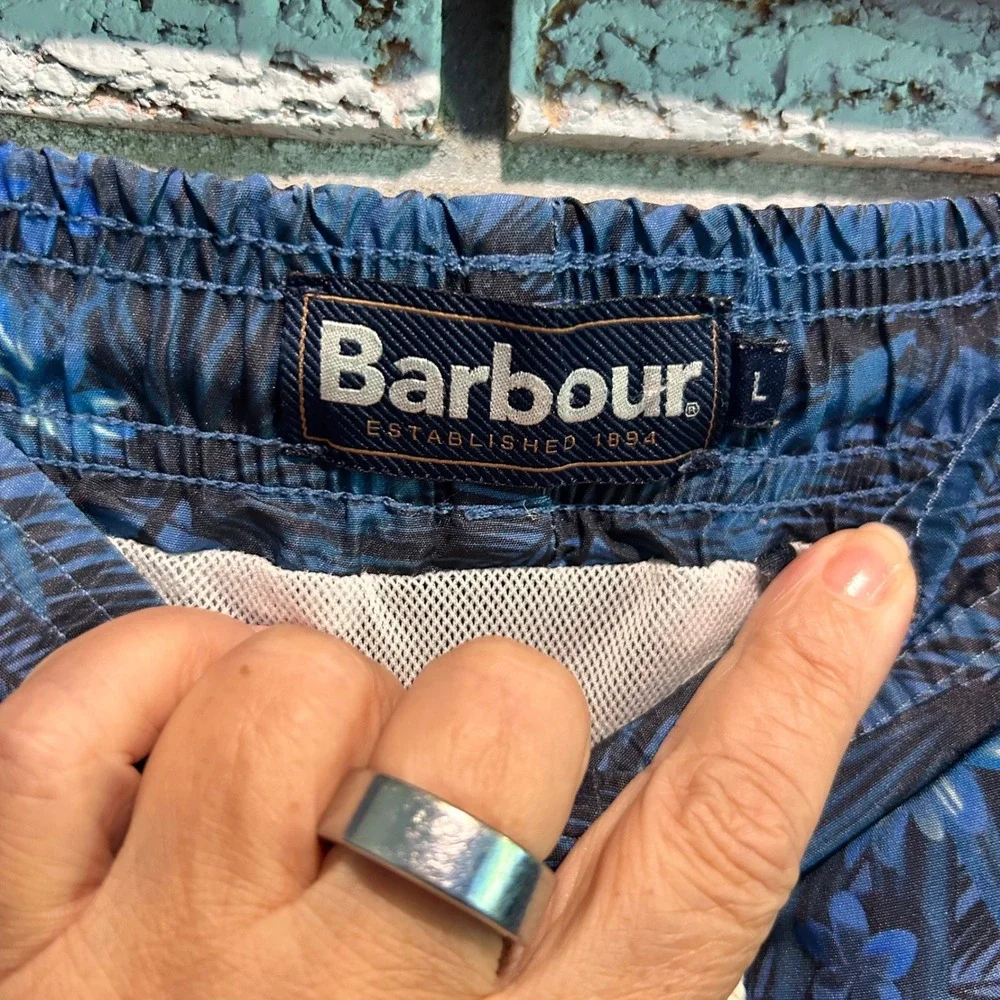 Barbour Mens Blue Tropical Palm Print Swim Shorts Trunks MSW0023BL56 Size L